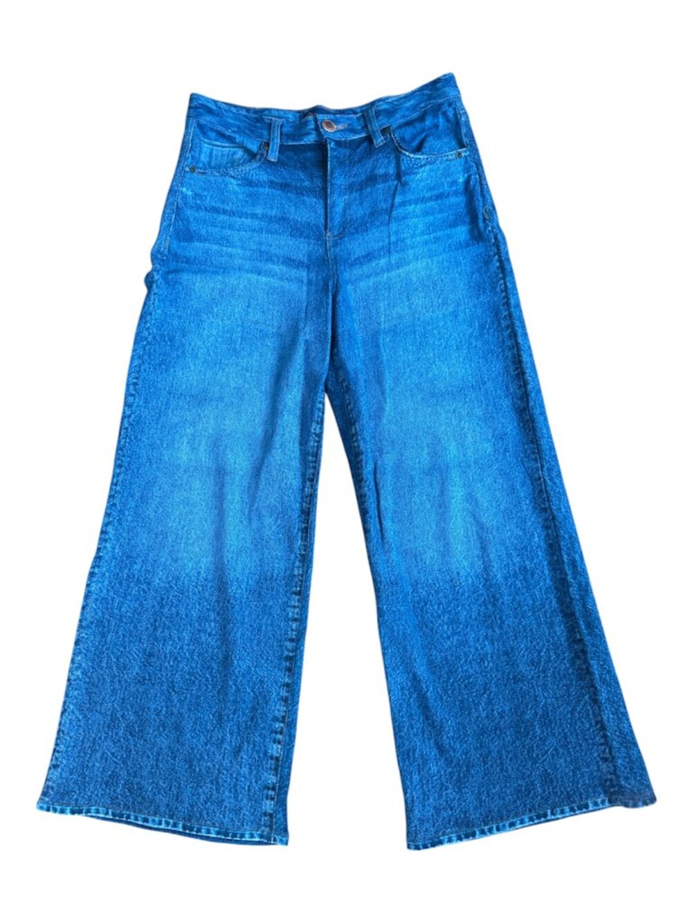 Democracy Skyrise French Terry Denim Print Wide Leg Pants 2P Petite